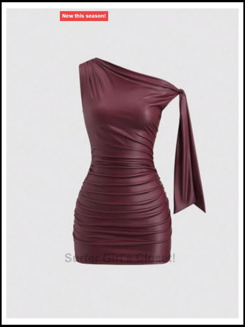 Faux Leather Off The Shoulder Ruched Bodycon Mini Dress - Picture 5 of 5